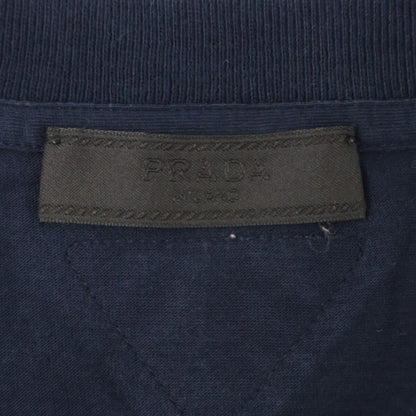 PRADA UMJ492 Navy Triangle Logo Crewneck T-Shirt Top