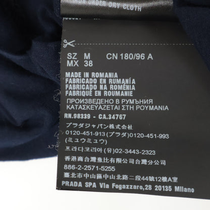 PRADA UMJ492 Navy Triangle Logo Crewneck T-Shirt Top