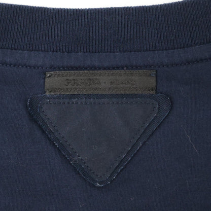 PRADA UMJ492 Navy Triangle Logo Crewneck T-Shirt Top