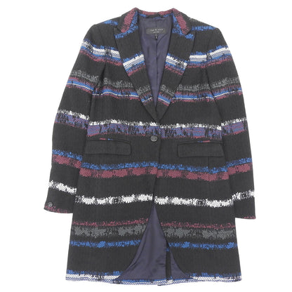rag&bone Rag & Bone Multicolor Border Mohair Blend Long Jacket Women's Black S Jacket S Women's