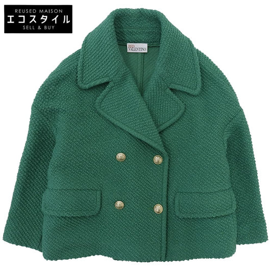 RED VALENTINO Beautiful Drop Shoulder Gold Button Short Coat Women's Green 38 2R3CJB706PF Coat