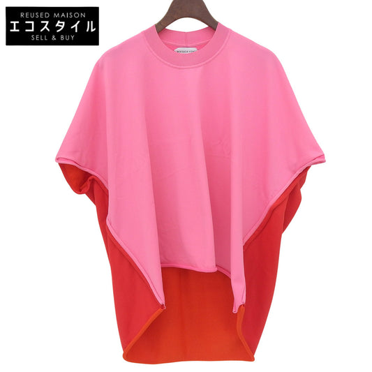 BOTTEGA VENETA ボッテガヴェネタ 美品 VISCOSE DRAPE TOP ドレープ トップ バイカラー トップス レディース ピンク×レッド XS 629983 トップス