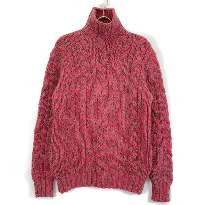 HERMES 1990s-2000s Red Cashmere Low-Gauge High-Neck Knit Tops