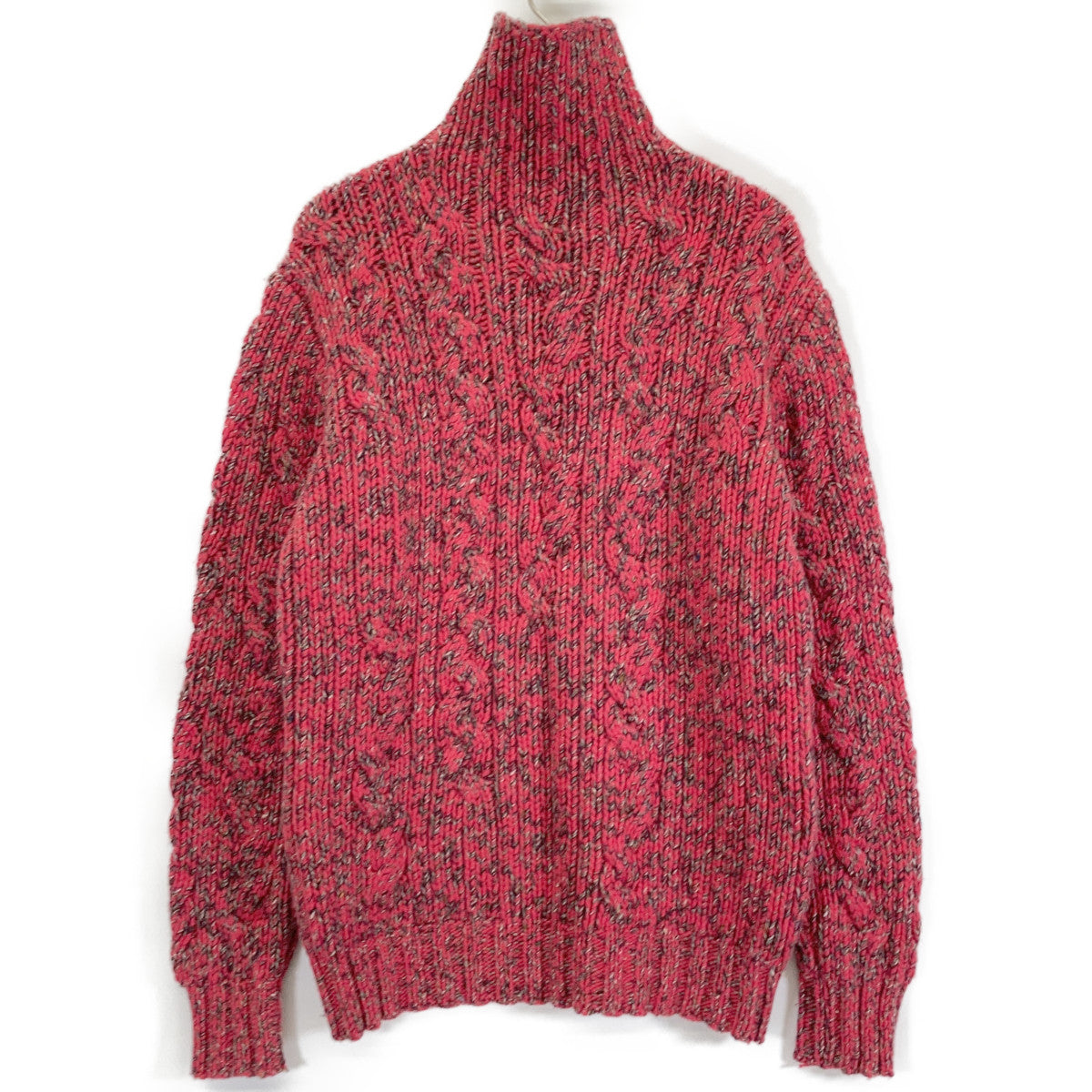 HERMES 1990s-2000s Red Cashmere Low-Gauge High-Neck Knit Tops