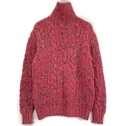 HERMES 1990s-2000s Red Cashmere Low-Gauge High-Neck Knit Tops