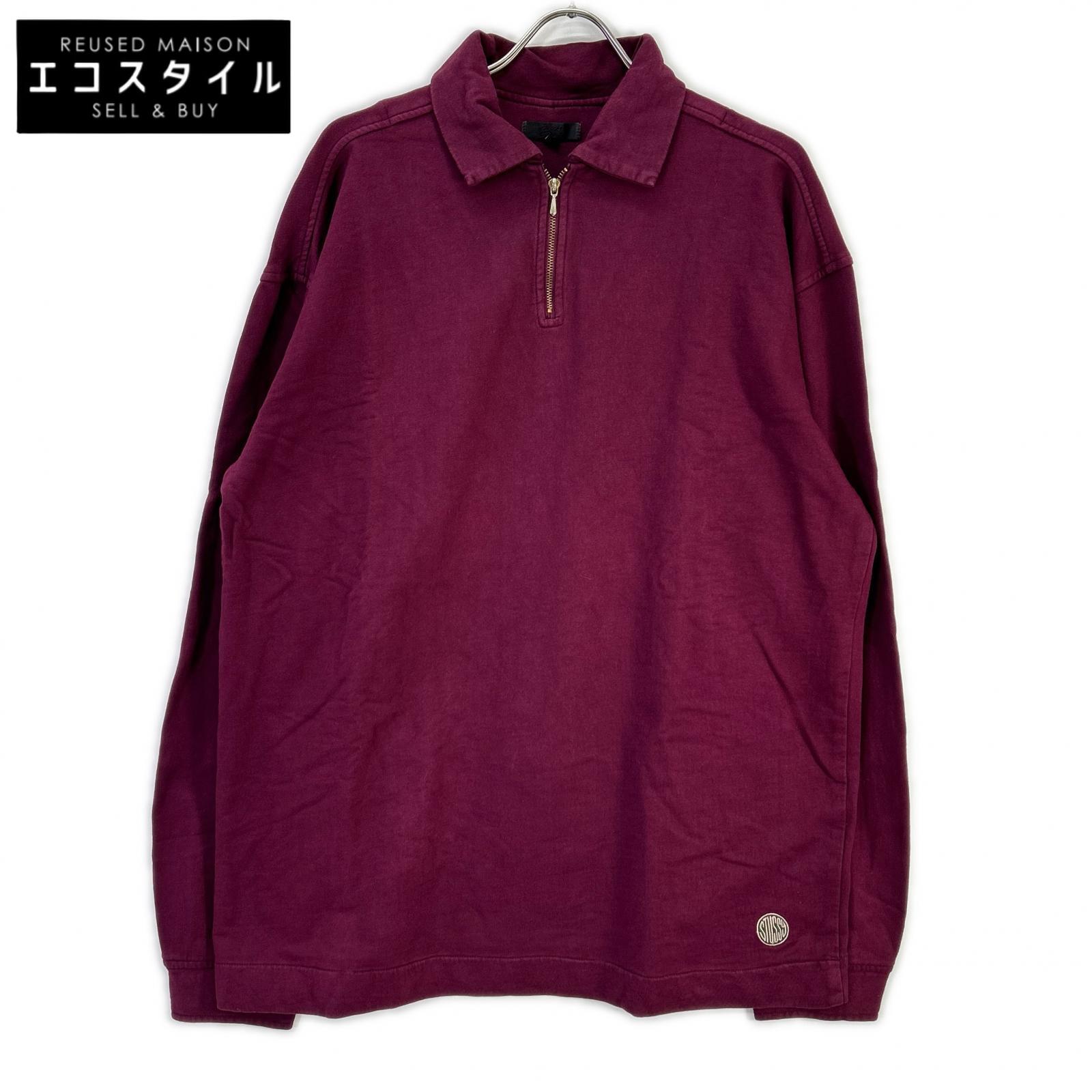 stussy ステューシー ボルドー ハーフジップスウェットパーカー トップス