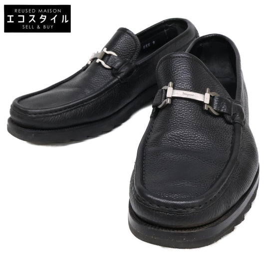 Black Gancini Leather Loafer Shoes Men's