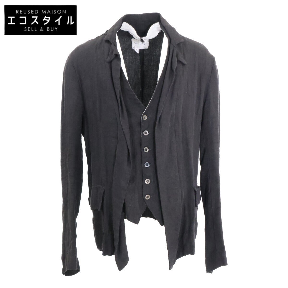 GREG LAUREN Greg Lauren Linen Distressed Olive Jacket