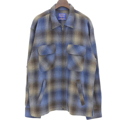 90s-00s Plaid Wool Zip Jacket Ombre Jacket M Men's