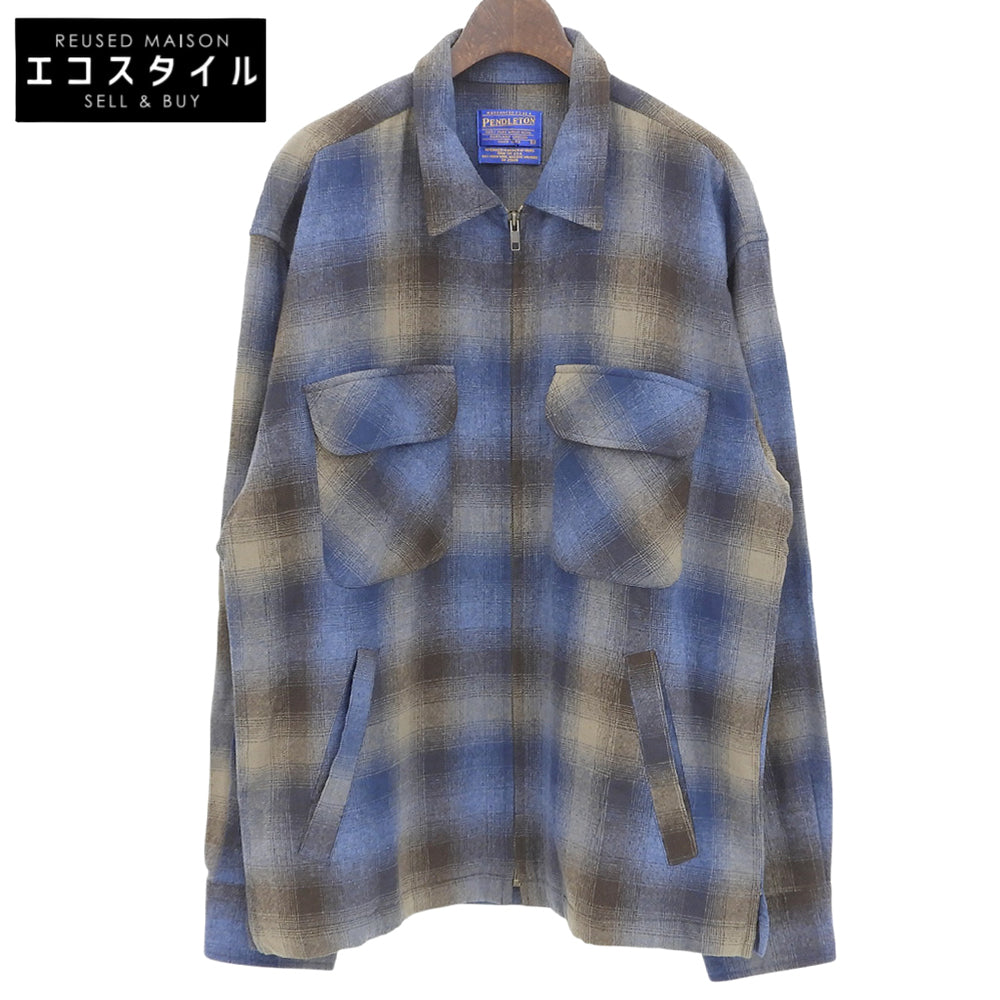 90s-00s Plaid Wool Zip Jacket Ombre Jacket M Men's