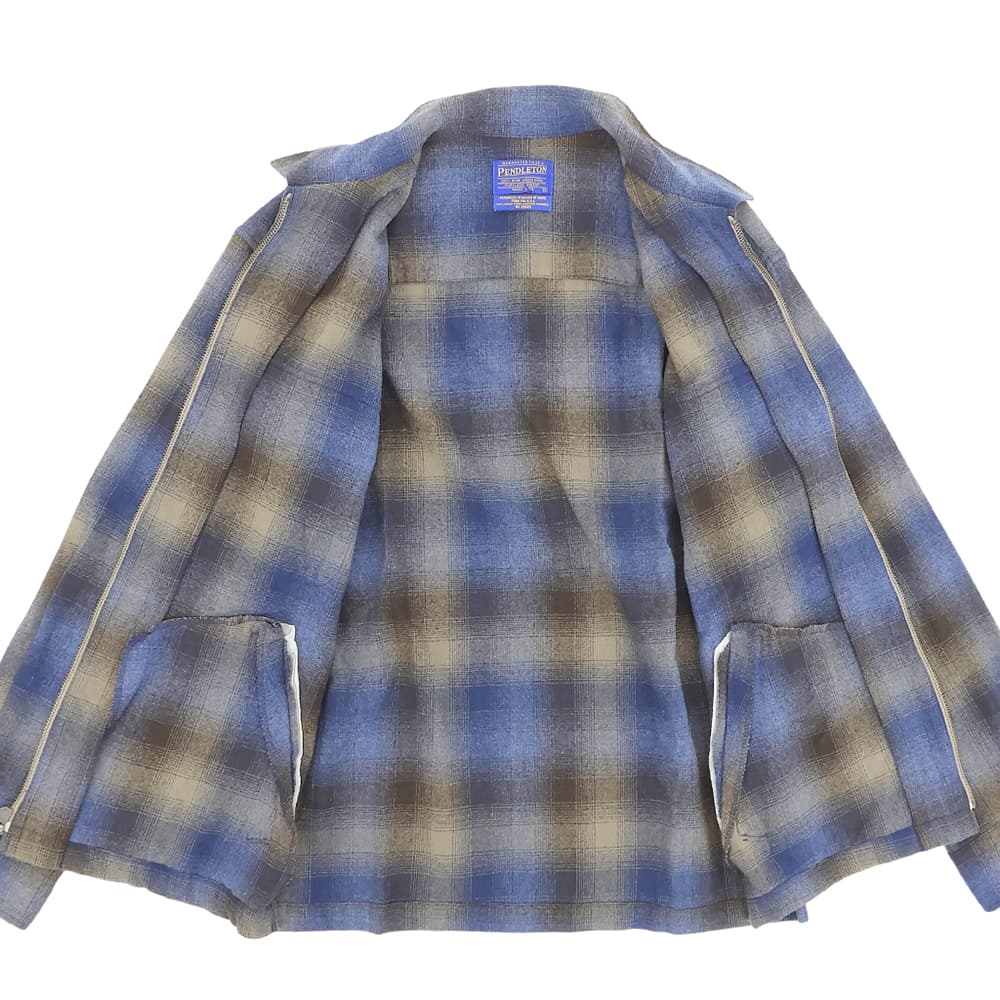 90s-00s Plaid Wool Zip Jacket Ombre Jacket M Men's