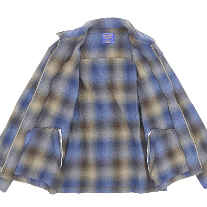 90s-00s Plaid Wool Zip Jacket Ombre Jacket M Men's