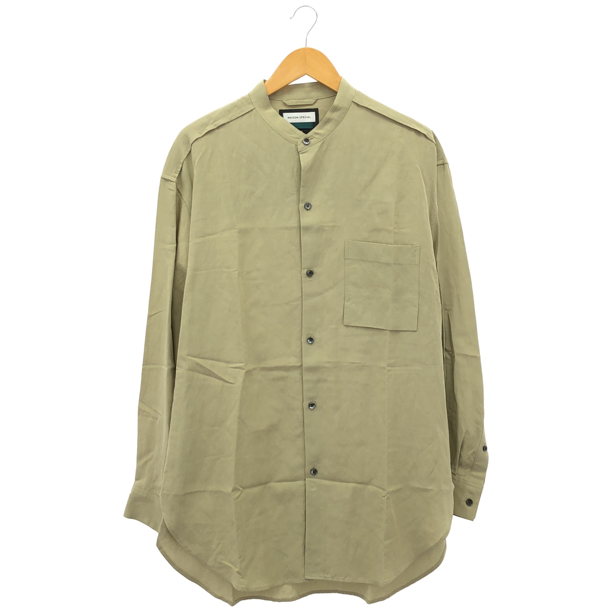 MAISON SPECIAL メゾンスペシャル オリーブ 11191311317 ドレープリネンバンドカラーロングシャツ トップス