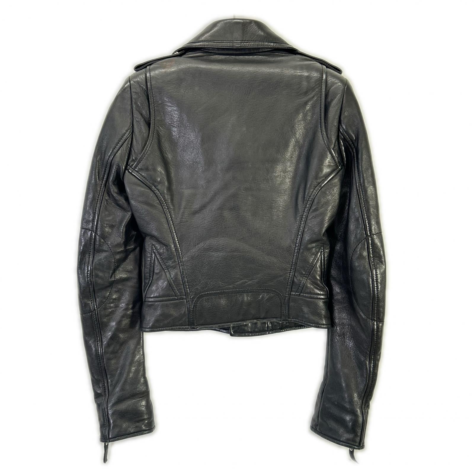 256302 ﾌﾞﾗｯｸ ﾗﾑﾚｻﾞｰ ﾀﾞﾌﾞﾙﾗｲﾀﾞｰｽｼﾞｬｹｯﾄ ジャケット 34 レディース
