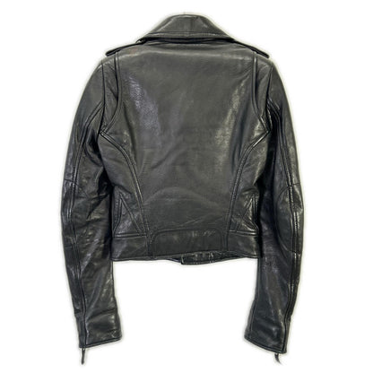 256302 ﾌﾞﾗｯｸ ﾗﾑﾚｻﾞｰ ﾀﾞﾌﾞﾙﾗｲﾀﾞｰｽｼﾞｬｹｯﾄ ジャケット 34 レディース