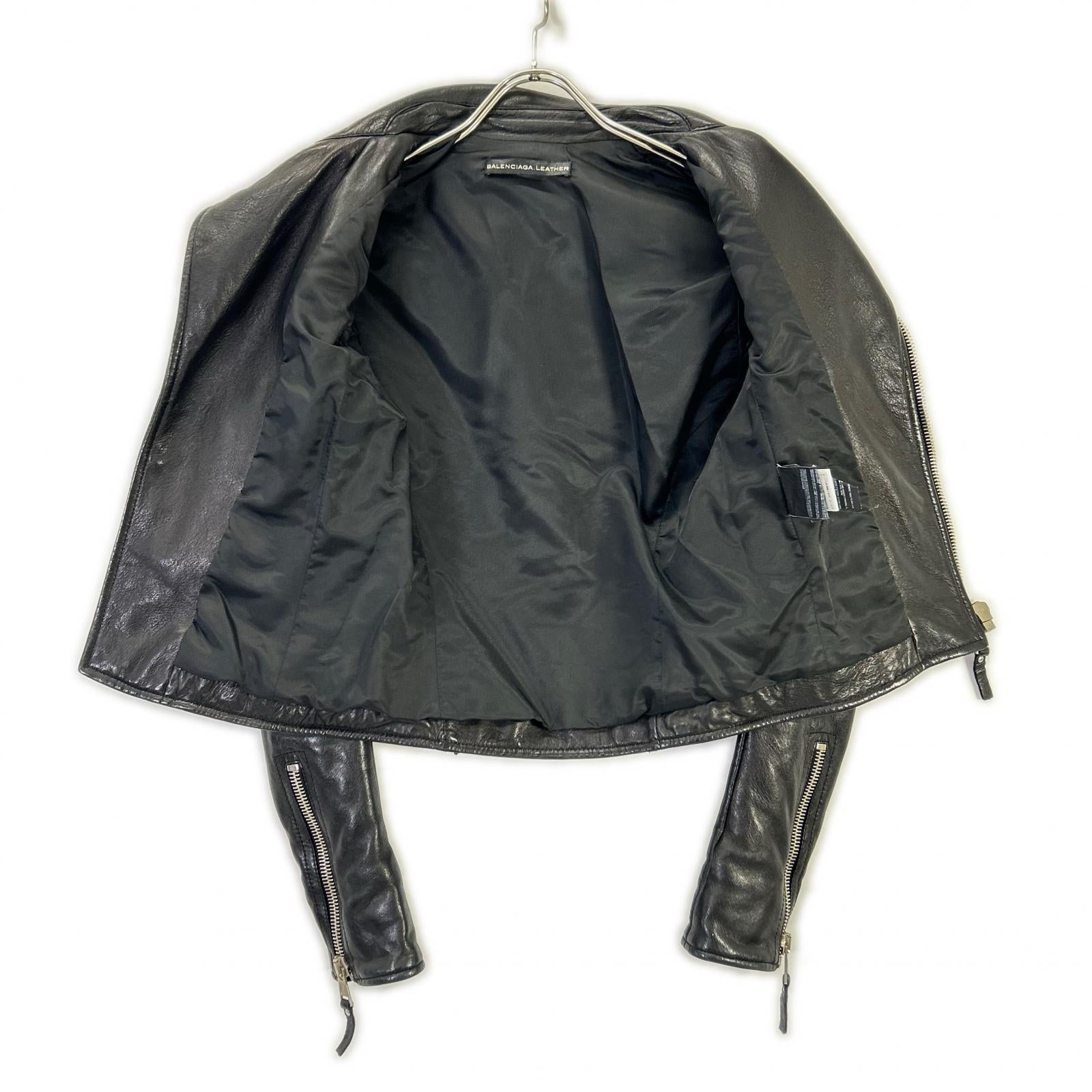 256302 ﾌﾞﾗｯｸ ﾗﾑﾚｻﾞｰ ﾀﾞﾌﾞﾙﾗｲﾀﾞｰｽｼﾞｬｹｯﾄ ジャケット 34 レディース