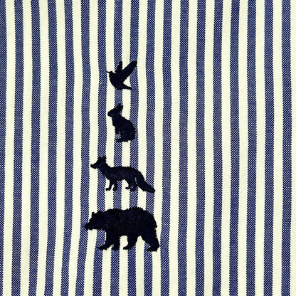 Mountain Research マウンテン リサーチ ブルー×ホワイト ストライプ 動物刺繍 ボタンダウンシャツ トップス