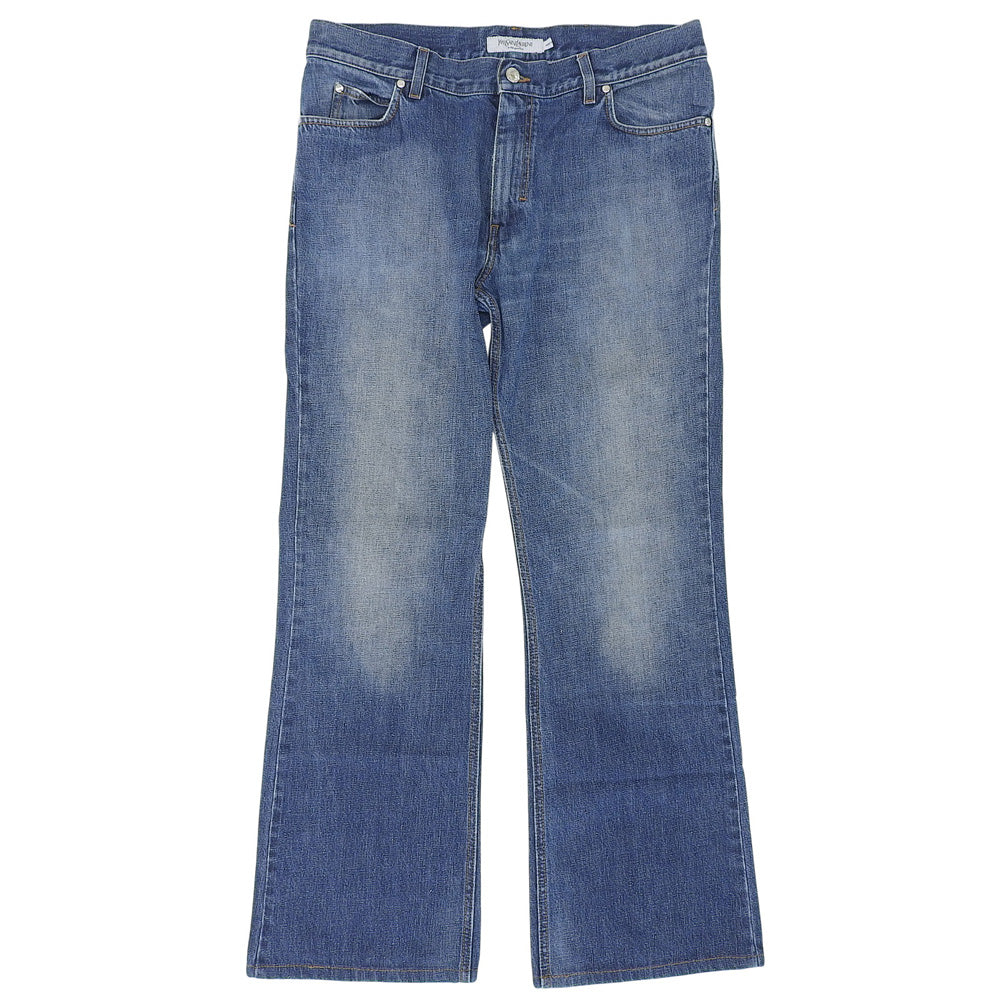 YvesSaintLaurent イヴサンローラン コットン ブーツカット デニムパンツ ボトムス メンズ ブルー 52 ボトムス