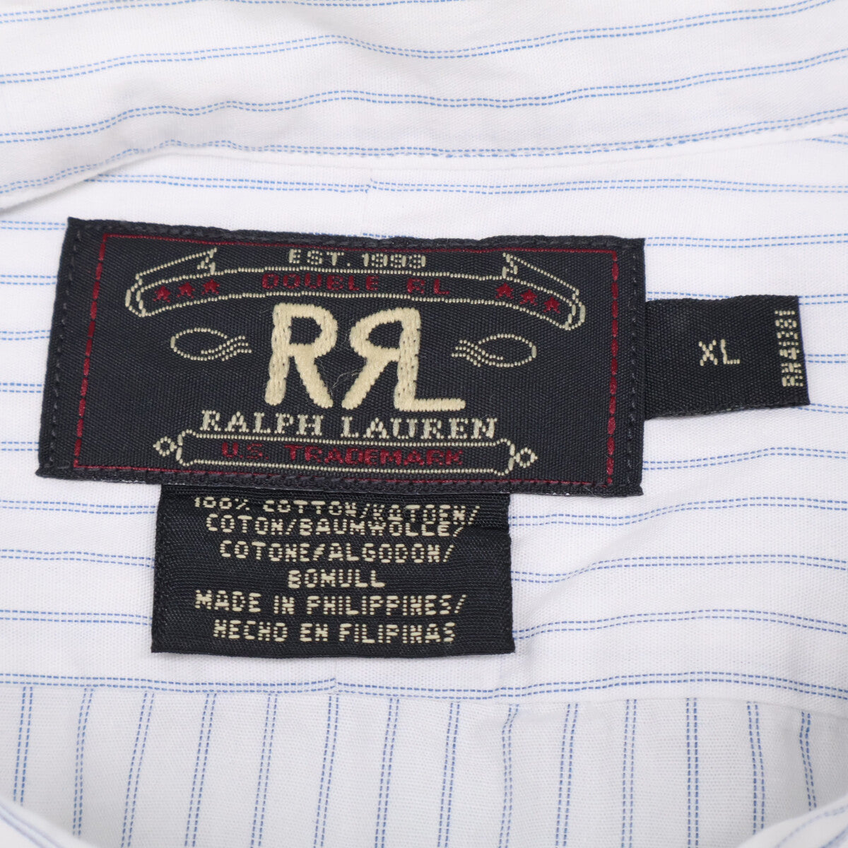 RRL ダブルアールエル ホワイト×ブルー 3つの星タグ シャツ トップス