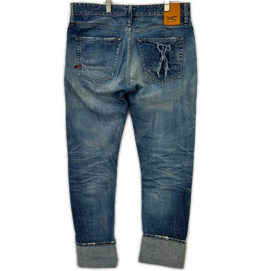 DENHAM Blue 27180-1-11038 FORGE MI J10YAS Button-Fly Denim Pants Bottoms