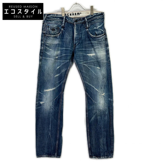 DENHAM Blue CUTTER+ SLIM FIT Logo Embroidered Selvedge Denim Pants Bottoms