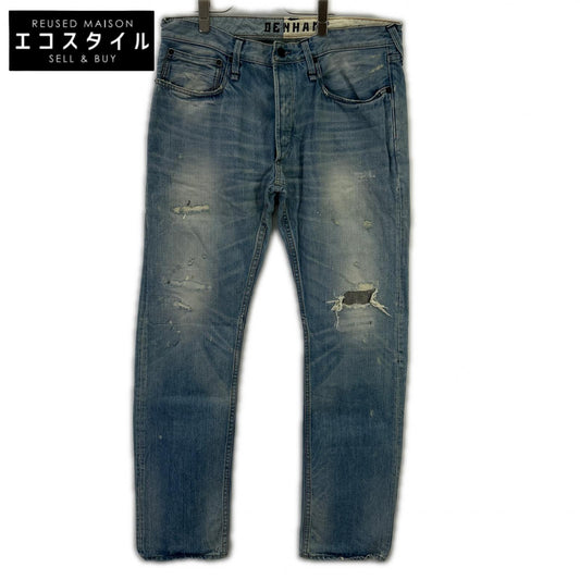 DENHAM Blue Button-Fly Distressed Denim Pants Made in Japan Bottoms