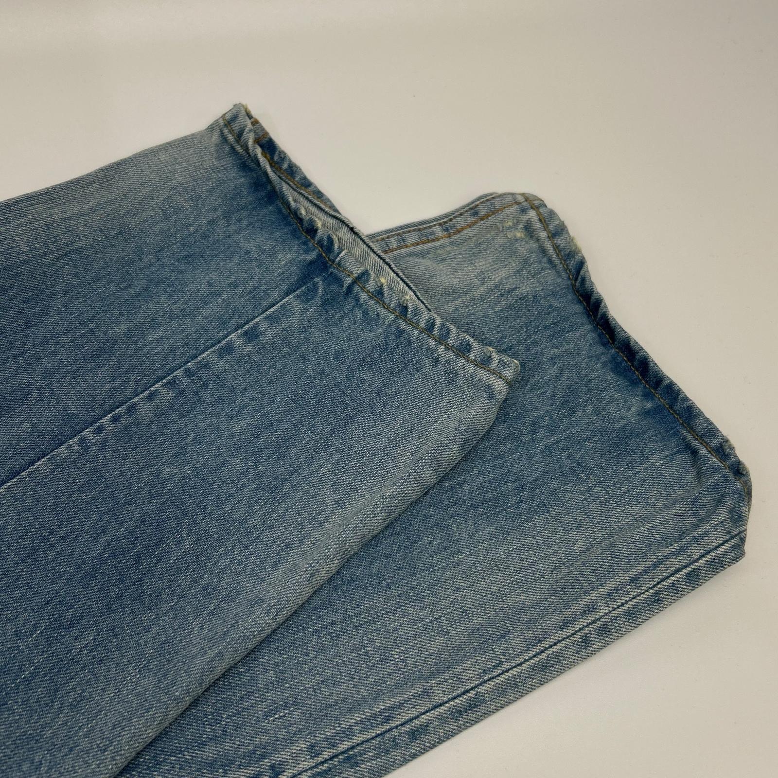 DENHAM デンハム ブルー ボタンフライ 日本製 ダメージデニムパンツ ボトムス