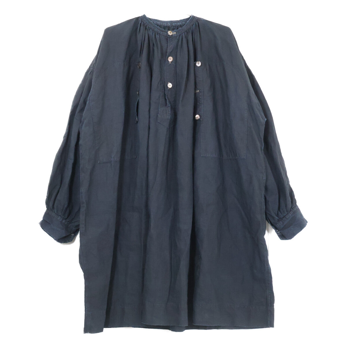 VINTAGE ヴィンテージ ANTIQUE FRENCH WORK INDIGO LINEN BIAUDE ワークシャツ トップス