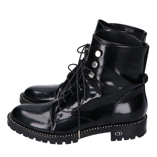 Christian Dior クリスチャンディオール ラインストーン レースアップ ショートブーツ シューズ