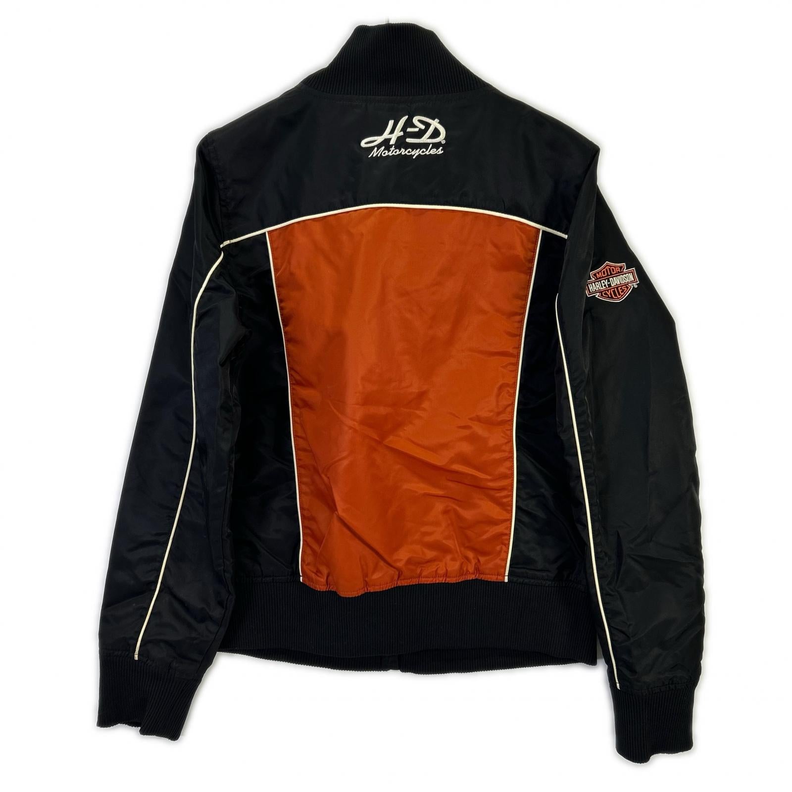 HARLEY-DAVIDSON ハーレーダビッドソン ブラック×オレンジ ナイロン ライダースジャケット ジャケット