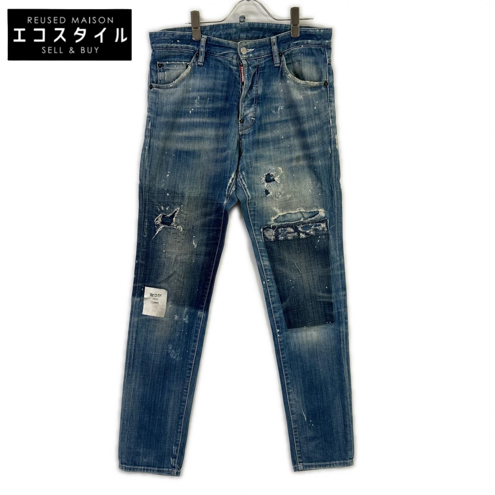 DSQUARED2 ディースクエアード S71LB0108 靛蓝色 破洞牛仔下装