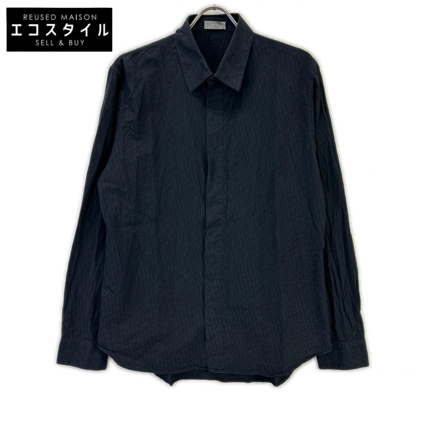 DIOR ディオール 013C502A4743 ネイビー オブリークコットン ジャガードシャツ トップス
