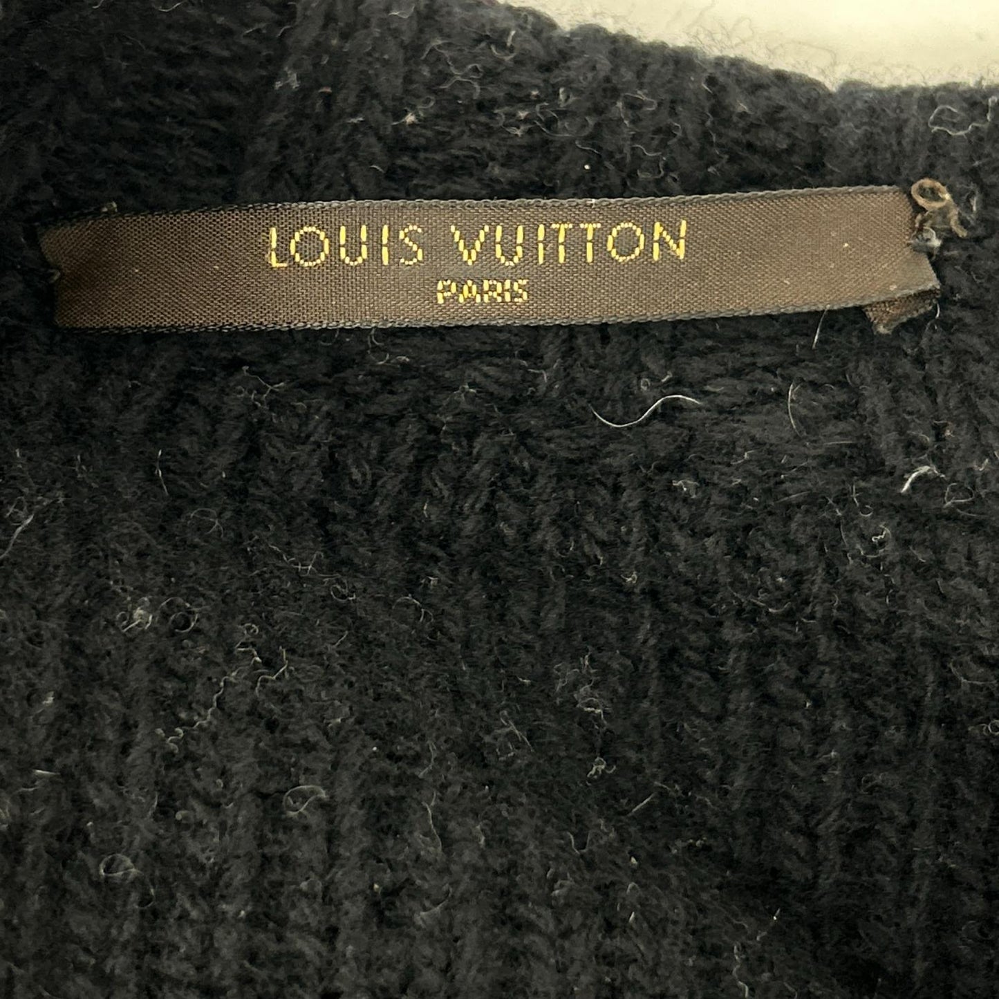 LOUIS VUITTON ルイヴィトン ブラック×グレー ウール×カシミヤ ボーダーニット トップス