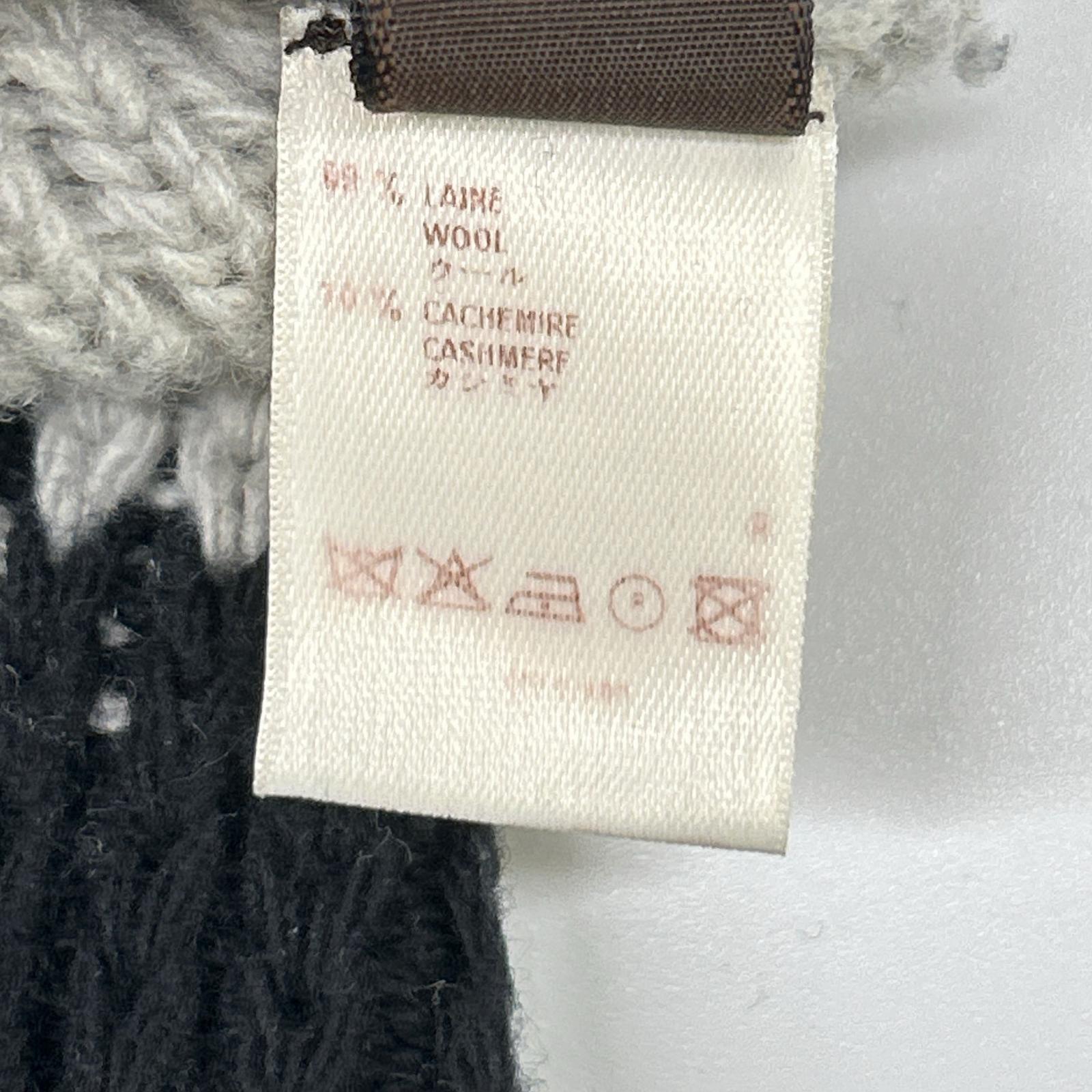 LOUIS VUITTON ルイヴィトン ブラック×グレー ウール×カシミヤ ボーダーニット トップス