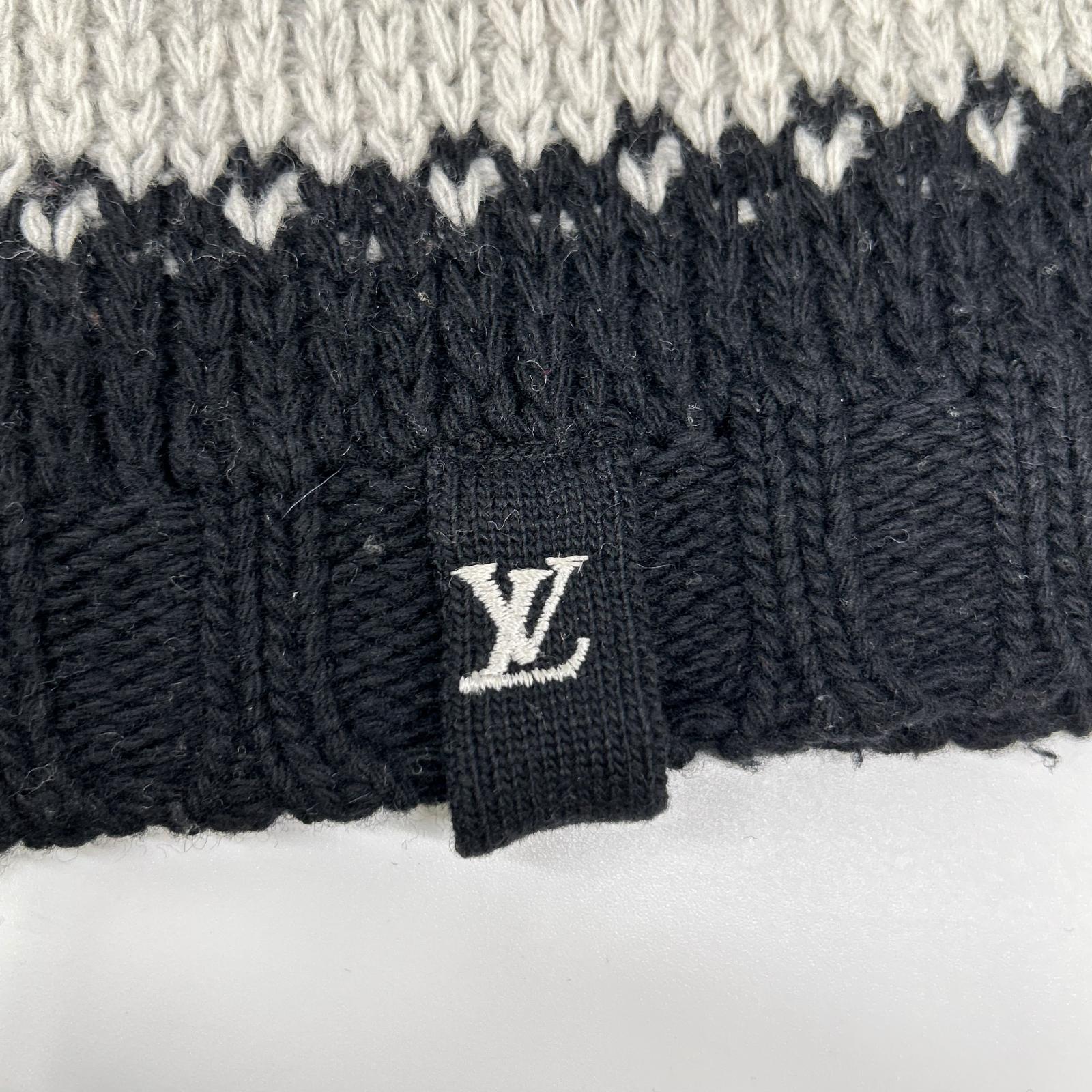 LOUIS VUITTON ルイヴィトン ブラック×グレー ウール×カシミヤ ボーダーニット トップス