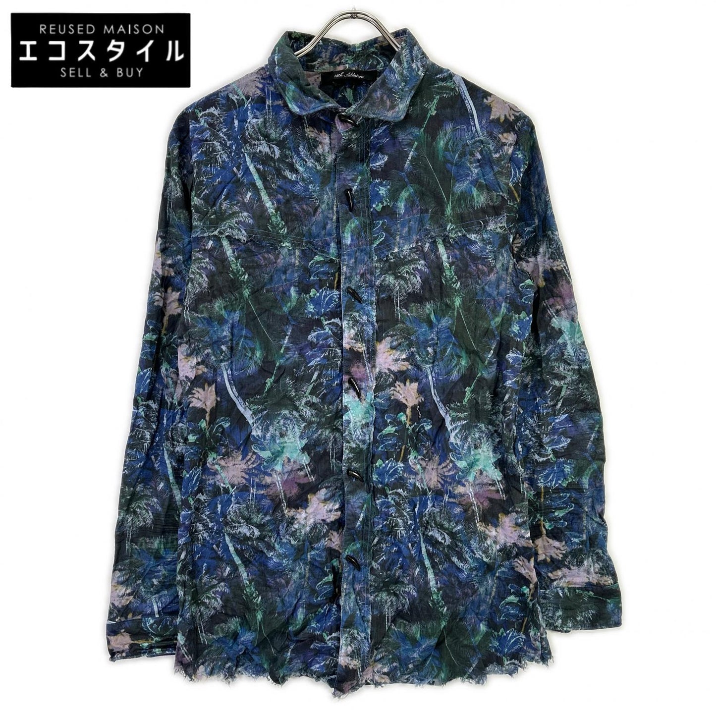 14th addiction フォーティーンス アディクション ブルー 総柄 長袖シャツ トップス