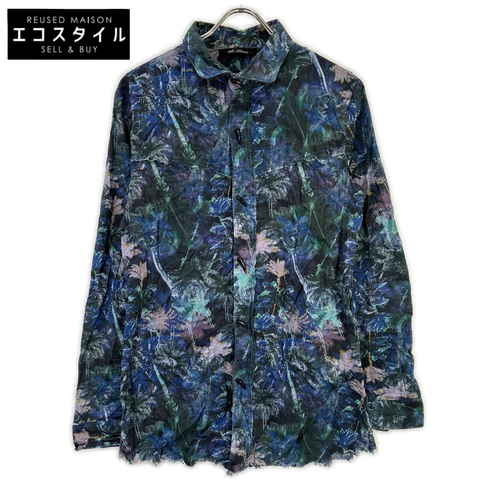 14th addiction フォーティーンス アディクション ブルー 総柄 長袖シャツ トップス