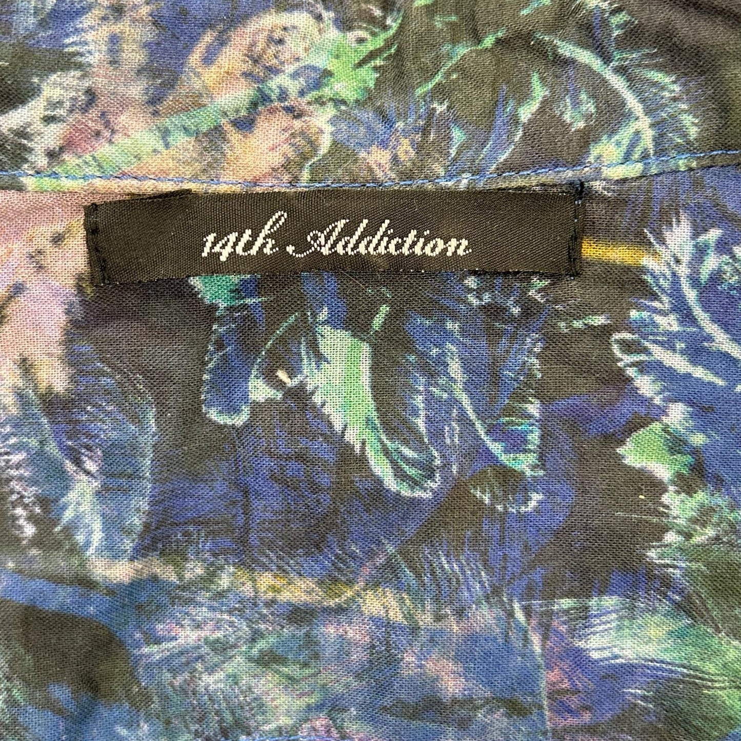 14th addiction フォーティーンス アディクション ブルー 総柄 長袖シャツ トップス