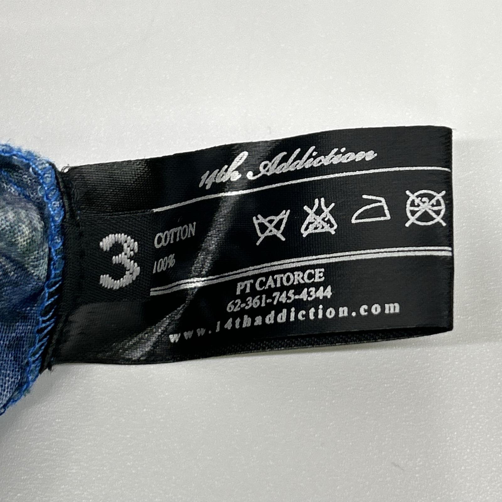 トップス 14th addiction Ashen Relic Shirt 14th addiction フォーティーンス アディクション ブルー 総柄 長袖