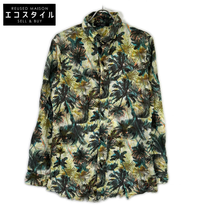 14th addiction フォーティーンス アディクション イエロー 総柄 長袖シャツ トップス