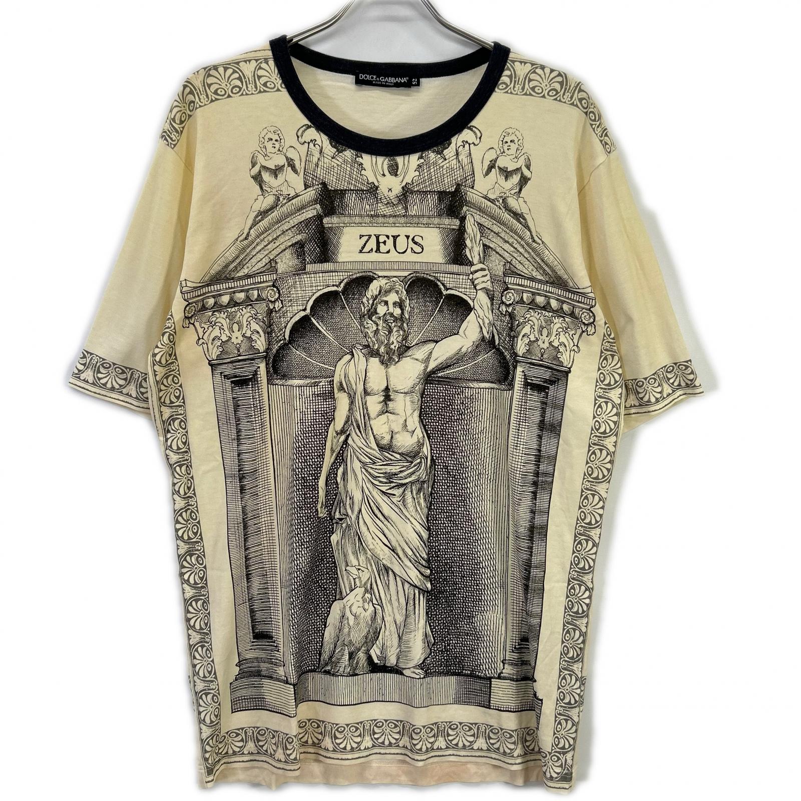 DOLCE&GABBANA ドルチェアンドガッバーナ G8EC9T アイボリー ZEUS プリントTシャツ トップス