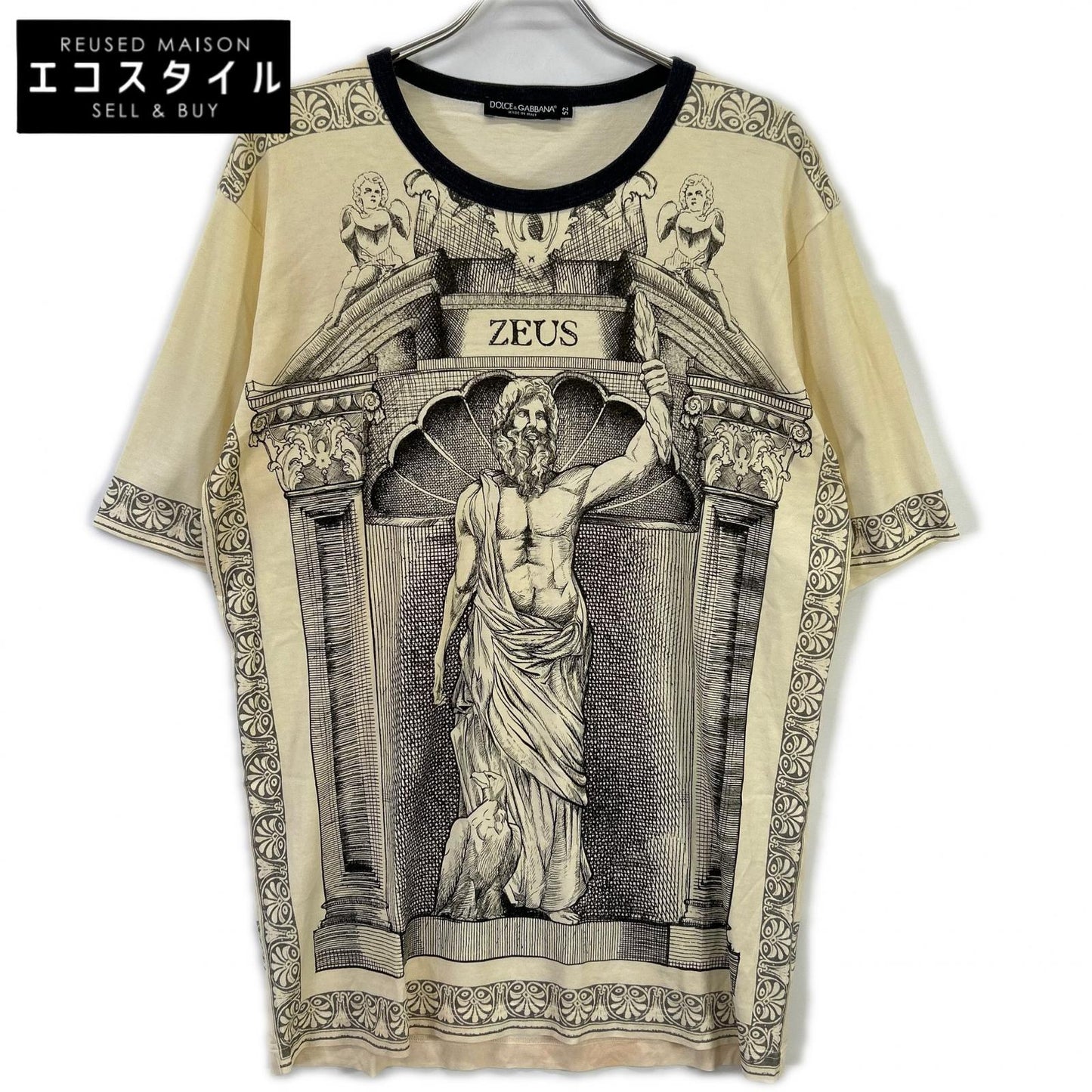 DOLCE&GABBANA ドルチェアンドガッバーナ G8EC9T アイボリー ZEUS プリントTシャツ トップス