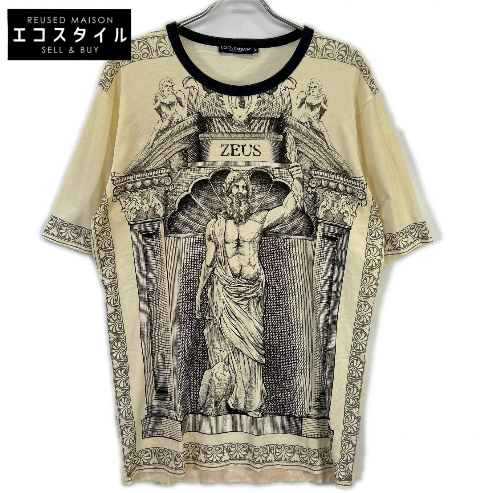 DOLCE&GABBANA ドルチェアンドガッバーナ G8EC9T アイボリー ZEUS プリントTシャツ トップス