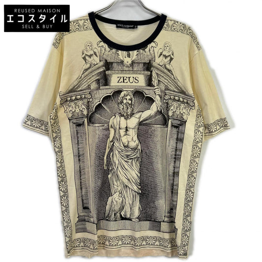 DOLCE&GABBANA ドルチェアンドガッバーナ G8EC9T アイボリー ZEUS プリントTシャツ トップス
