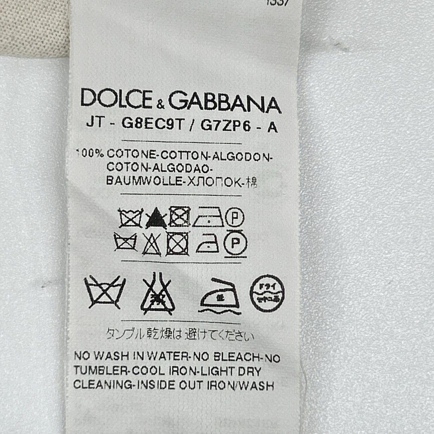 DOLCE&GABBANA ドルチェアンドガッバーナ G8EC9T アイボリー ZEUS プリントTシャツ トップス