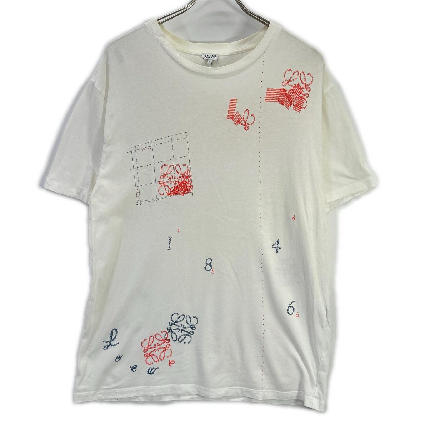 LOEWE ロエベ H6299710SI ホワイト アナグラム プリントTシャツ トップス