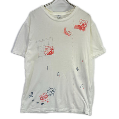 LOEWE ロエベ H6299710SI ホワイト アナグラム プリントTシャツ トップス
