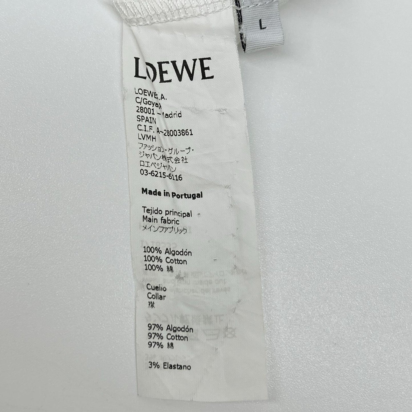 LOEWE ロエベ H6299710SI ホワイト アナグラム プリントTシャツ トップス