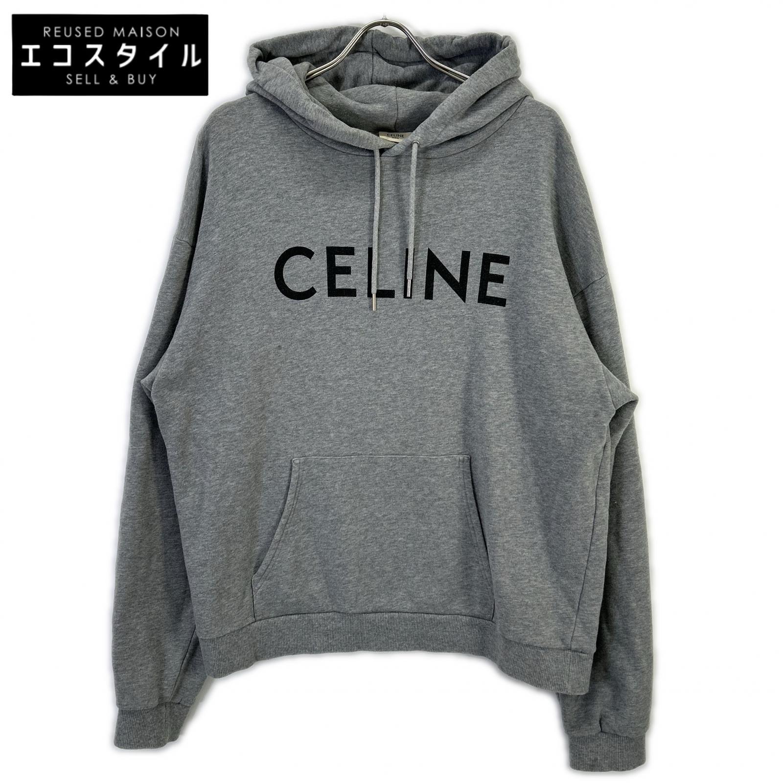 CELINE セリーヌ 2Y321052H グレー ロゴプリント スウェット フーディ トップス