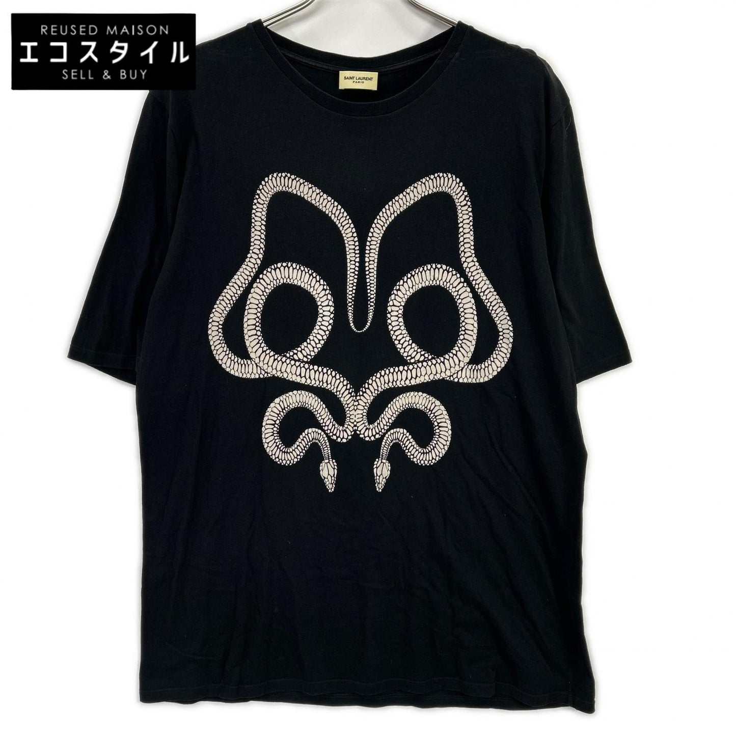SAINT LAURENT PARIS サンローランパリ 457946 ブラック スネークプリントTシャツ トップス